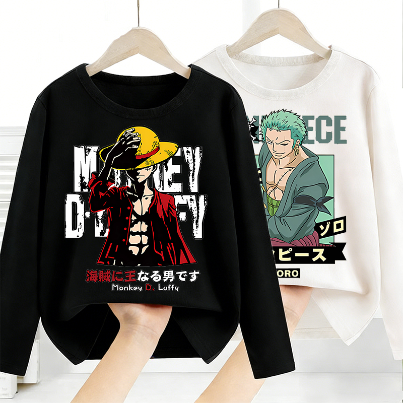 Anime Merchandise For Girls - เสื้อแขนยาวลายอนิเมะวันพีซ เสื้อยืดเด็กชายหญิง เสื้อแฟชั่นแบบสวม เสื้อยืดเด็ก เสื้อผ้าฤดูใบไม้ผลิฤดูใบไม้ร่วง