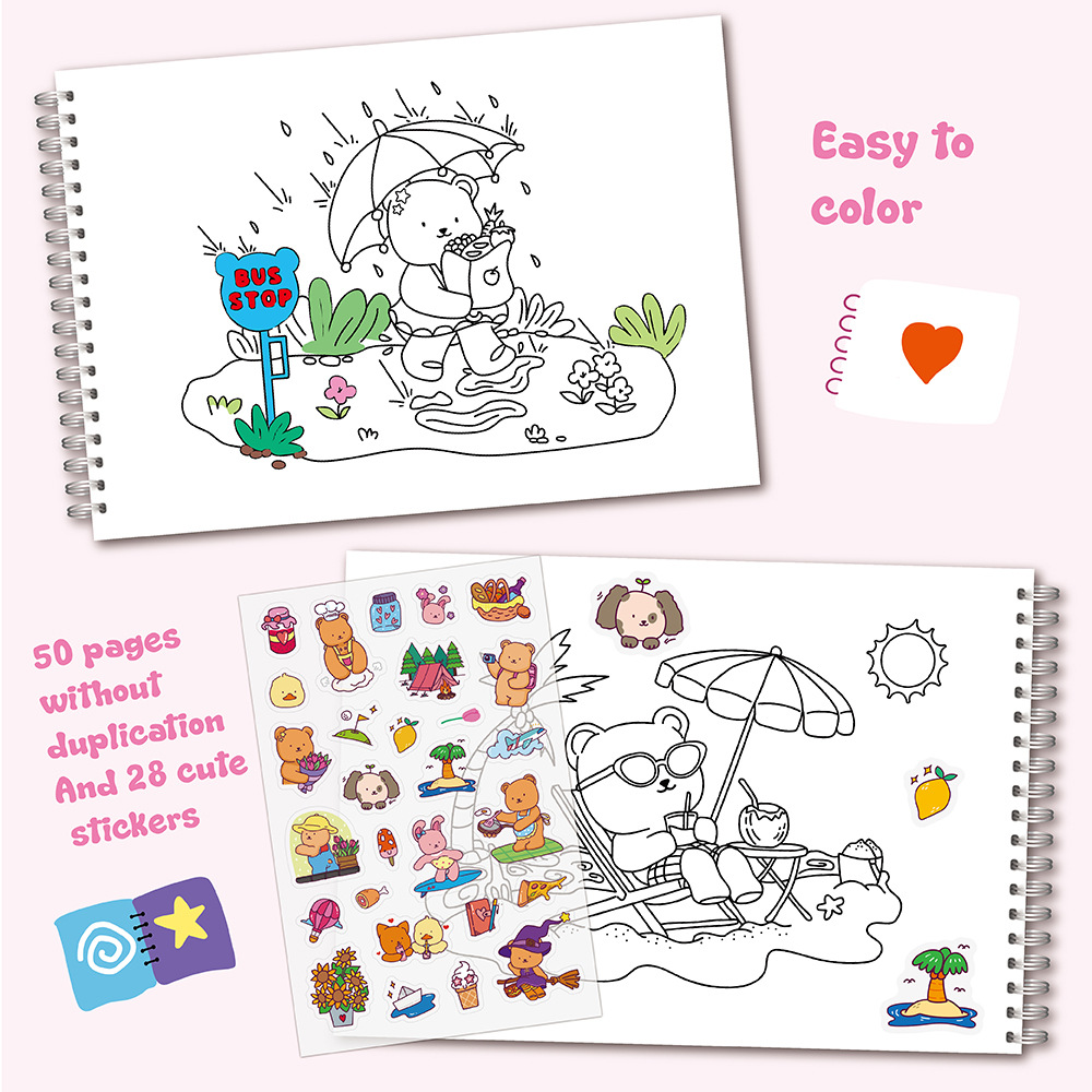 ชุดสมุดระบายสีหมีน่ารักสำหรับเ - Sticker Sheet Set บทวิจารณ์และราคา